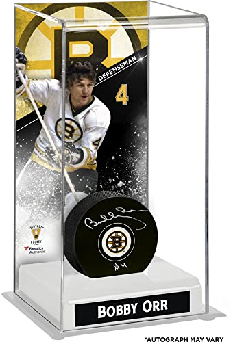 Bobby Orr Boston Bruins Autographed Puck with Deluxe Tall Hockey Puck Case – Autographed NHL Pucks