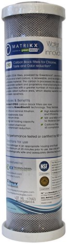 KX 32-250-10-GREEN | 10″ CTO Carbon Block Water Filters for Chlorine Taste and Odor reduction | KX MatriKX Powered by GREENBLOCK | Replaces 32-250-125-975