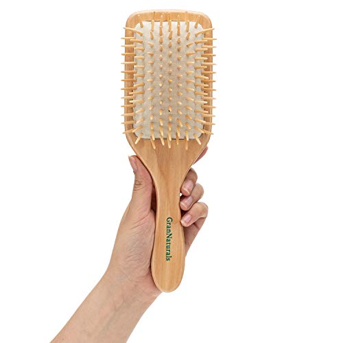 Wooden Bristle Paddle Hair Brush | Length 10.25″ Width 3.5″| Large Flat Natural Eco Friendly Wood Handle Hairbrush for Men & Women with Thick, Curly, Wavy Long Hair