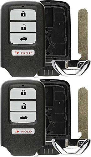 KeylessOption Keyless Entry Remote Car Smart Key Fob Case Shell Button Pad Outer Cover for ACJ932HK1210A (Pack of 2)