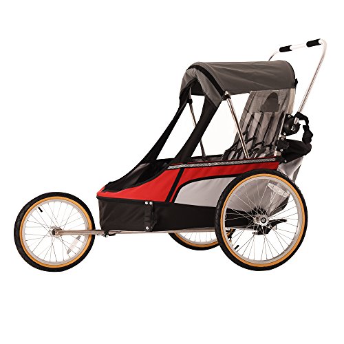 Wike Premium Double 3 in 1 Bicycle Trailer + Strolling + Jogging (Red/Gray)