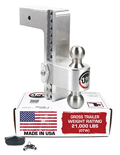 Weigh Safe Adjustable Trailer Hitch Ball Mount – 10″ Adjustable Drop Hitch for 3″ Receiver – Premium Heavy Duty Aluminum Trailer Tow Hitch w/ Stainless Steel Tow Balls (2″ & 2 5/16″) – 21,000 GTW