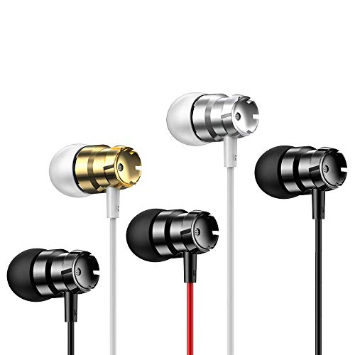 geeboy 5 Pack Earbud Headphones Headphones Wholesale in-Ear mic 3.5mm Electronics Wired Headphones (Earphones/Earbuds/Headset) for iOS and Android Smartphones, Laptops, Gaming, Chromebook
