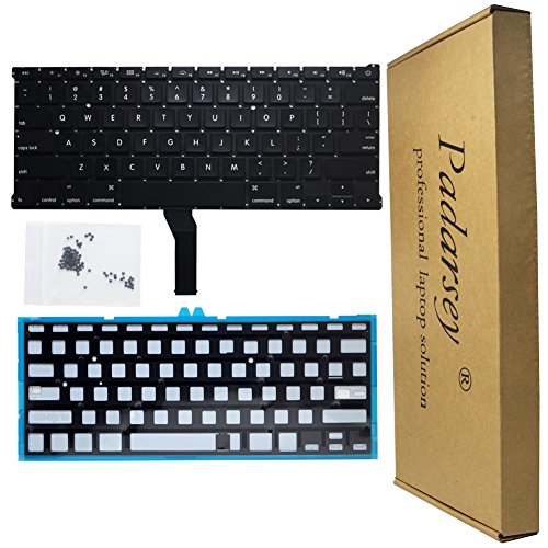 Padarsey Replacement Backlight Backlit Keyboard with 80 PCE Screws Compatible for MacBook Air 13-Inch A1369 A1466 MC965LL MC966LL EMC 2559 MD231LL/A MD760LL/A Series 2011 2012 2013 2014 2015
