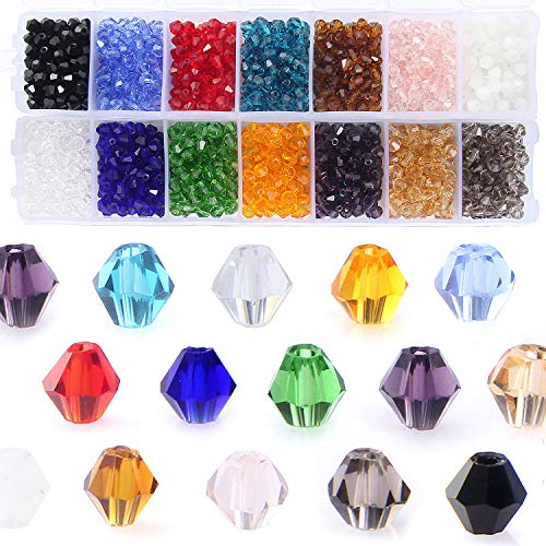 Bicone Crystal Beads Bulk Beaded-Wholesale 4MM Beads Mix Lot of 1400pcs Faceted Crystal Glass Beads Beads for Jewelry Making