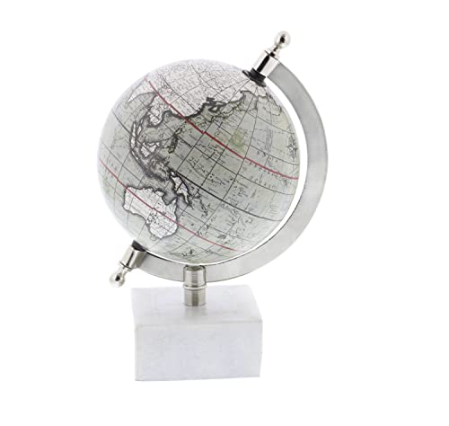 Deco 79 Marble Globe with Marble Base, 6″ x 5″ x 9″, White