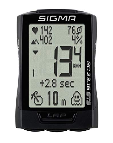Sigma BC 23.16 STS Digital Wireless Bicycle Computer | Altitude, Cadence & Heart Functions for Competitive Cyclists, Log Upto 500 Hours | Prominent Display, IPX8 Water Resistant, Tool-Free Mounting