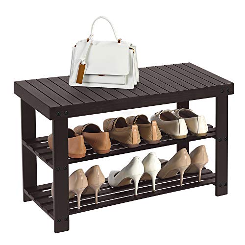 SONGMICS Shoe Rack Bench, 3-Tier Bamboo Shoe Storage Organizer, Entryway Bench, Holds Up to 286 lb, for Entryway Bathroom Bedroom, Brown ULBS04Z | The Storepaperoomates Retail Market - Fast Affordable Shopping
