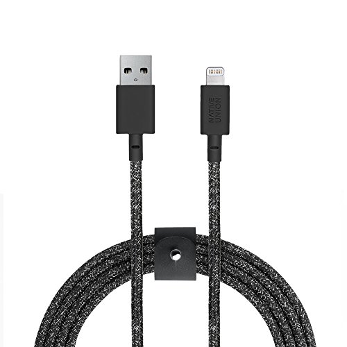 Native Union BELT Cable XL – 10ft Ultra-Strong Reinforced [MFi Certified] Durable Lightning to USB Charging Cable with Leather Strap compatible with iPhone 14, iPhone 13, iPhone 12 and Earlier(Cosmos)