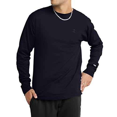 Champion mens Classic Jersey Long-sleeve Tee Shirt, Black, Large US