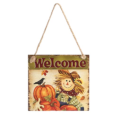 TINKSKY Thanksgiving Wooden Hanging Plaque Sign Thanksgiving Door Hanger Wall Decorations Christmas Wedding Home Decoration (Welcome)