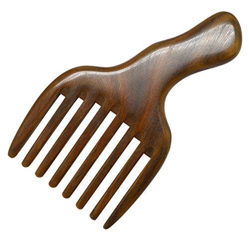 Meta-C Hair/Beard Pick/Comb – Made Of One Whole Piece Of Natural Green Sandal Wood With Fantastic Handle (Wide Tooth)