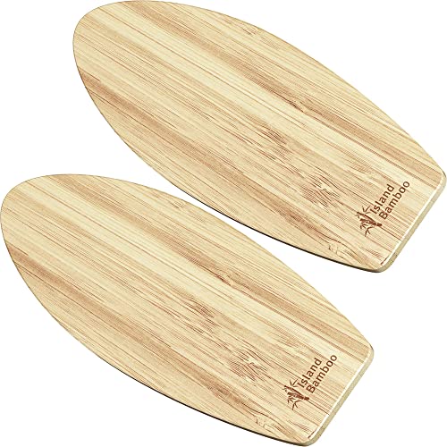Laguna Bamboo Surf Board Bar Cutting Board Set, 14-inch by 6-inch – Earth Friendly Bamboo with Stylish Honey Stripe Design – by Island Bamboo (2 Pack)