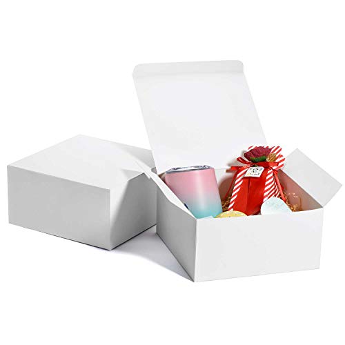 MESHA 8x8x4 Inches White Gift Boxes with Lids, Recyclable Paper Bridesmaid Proposal Box 10 Pack, Bulk Gift Box for Presents, Mother’s Day, Birthday Party, Graduation, Holidays