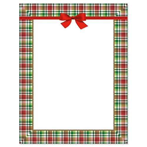Christmas Plaid Stationery – Holiday Letters, Computer Printer Paper, 25 Sheets, 8½ x 11 Inch, by Current