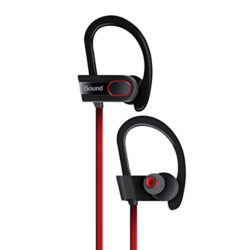 iSound Sport Tone Wireless Bluetooth Headphones Tangle Free, with Built-in mic and Volume Controls Black/Red (DGHP-5622)