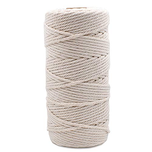 Macrame Cord 3mm 109 Yard 100% Natural Cotton Wall Hanging Plant Hanger Craft Making Knitting Cord Rope 109 yd (3mm)