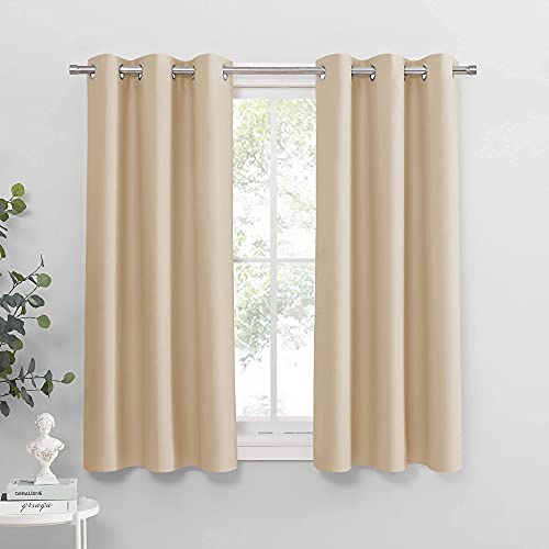 PONY DANCE Window Curtains Set – Room Darkening Home Decor Window Treatments Grommet Drapes Light Block for Dorm/Living Room, Each Panel 42 Wide by 54 Long inch, Biscotti Beige, Set of 2