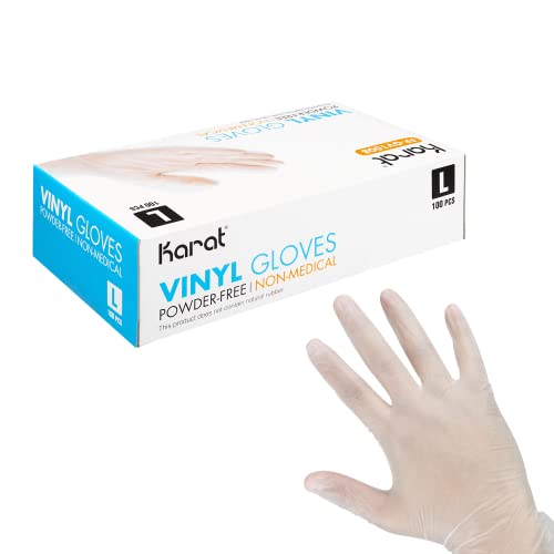 Karat FP-GV1008 Vinyl Powder-Free Gloves (Clear) – Large(Case of 1000)