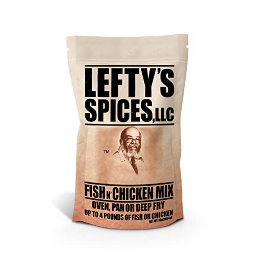Lefty’s Original Fish N’ Chicken Mix | Air Fry and Oven Baked Seasoned Coating Mix for Fish, Chicken, Pork Chops, Shrimp and Vegetables | 16 oz.