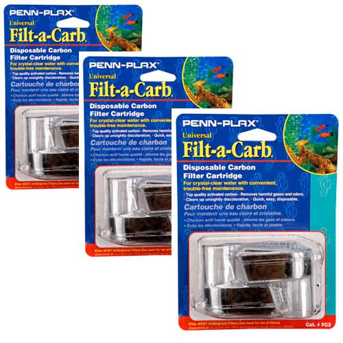 Penn-Plax Filt-a-Carb Universal Carbon Undergravel Filter Cartridge, 3 Packs of 2 each