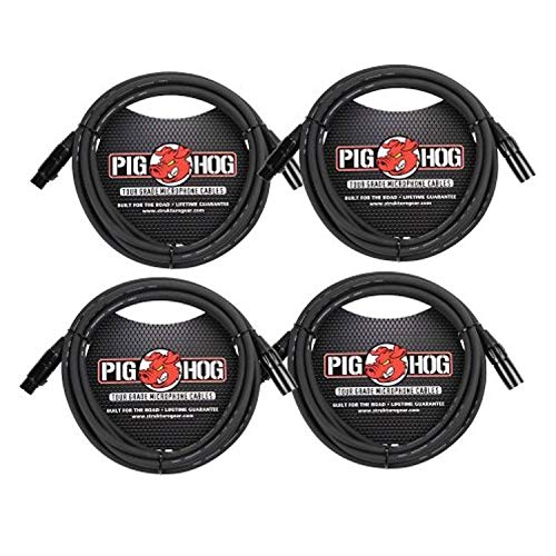 PigHog XLR 15 Foot 4 Pack Tour Grade Microphone Cables