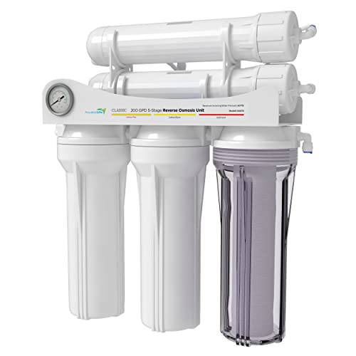 AquaticLife 5-Stage 200 GPD Hydroponic Reverse Osmosis Water Filtration System RO Filter Unit, High Efficiency