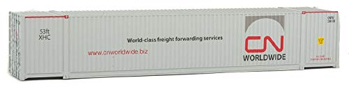 Walthers SceneMaster HO Scale Model of Canadian National (White, Gray, red; Worldwide Logo) 53′ Singamas Corrugated Side Container,949-8518