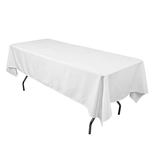 Sparkles Make It Special Leading Linens 10-pcs 60″ x 102″ Inch Rectangular Polyester Cloth Fabric Linen Tablecloth – Wedding Reception Restaurant Banquet Party – Machine Washable – White