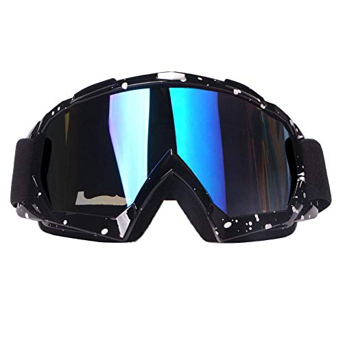 4-FQ Motorcycle Goggles Dirt Bike Goggles Motocross Goggles Windproof ATV Goggles Dustproof Racing GogglesScratch Resistant Ski Goggles Protective Safety Glasses PU Resin (Black frame+Color lens)
