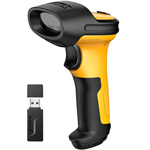 Barcode Scanner, Inateck Wireless Scanner, 2.4 GHz Adapter, 2600mAh Battery, 60M Range, Automatic Scanning, P6