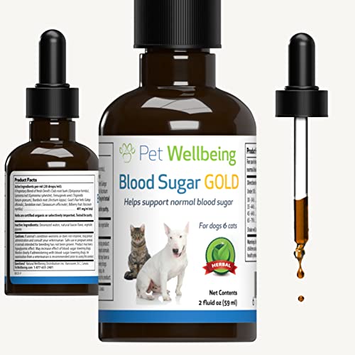 Pet Wellbeing – Blood Sugar Gold for Cats – Natural Support for Healthy Blood Sugar Levels in Diabetic Cats – Insulin Stabilization & Normal Pancreatic Function – 2 oz (59 ml)