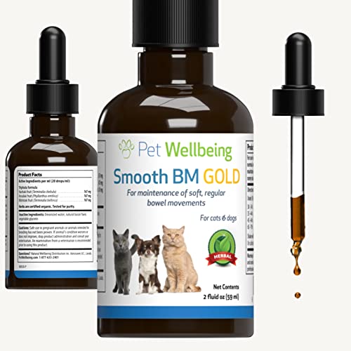 Pet Wellbeing Smooth BM Gold for Cats – Gentle Constipation Relief for Felines – Natural Herbal Supplement 2 oz (59 ml)
