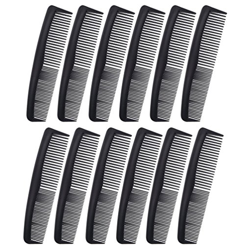 Favorict (12 Pack) Flexible Thin 5″ Pocket Hair Comb Beard & Mustache Combs for Men’s Hair Beard Mustache and Sideburns (Black)