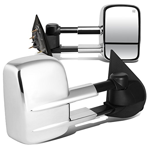 Pair Chrome Power Heated Glass Telescoping Rear View Side Towing Mirrors Compatible with Silverado Sierra GMT K2XX 14-20