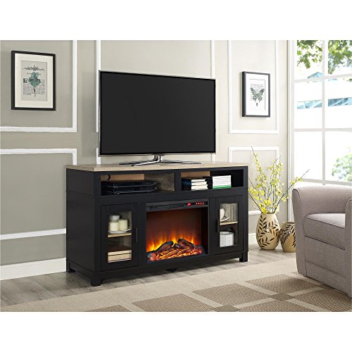 Ameriwood Home Carver Electric Fireplace TV Stand for TVs up to 60″ Wide, Black