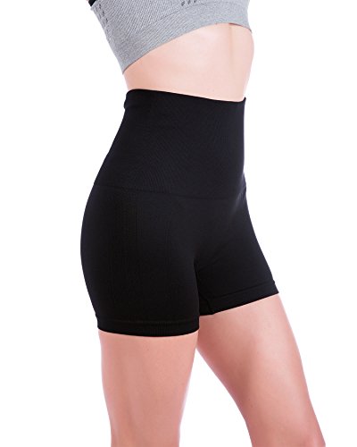 Homma Women’s Tummy Control Fitness Workout Running Yoga Shorts (Large, Black 2)
