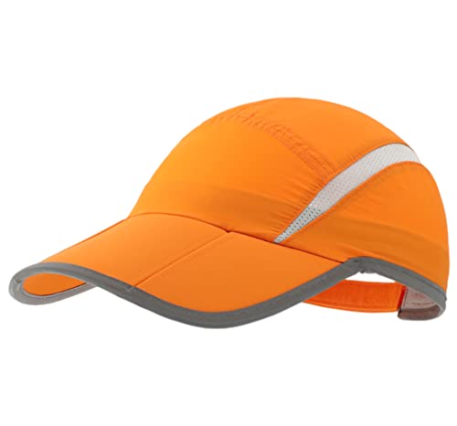 Connectyle Foldable Mesh Sun Cap Outdoor Sports Hat Breathable Sun Runner Cap with Reflective Trim Orange