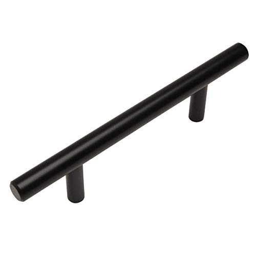 Cosmas 25 Pack 404-96FB Flat Black Solid Steel Construction 3/8 Inch Slim Line Euro Style Cabinet Hardware Bar Pull – 3-3/4″ Inch (96mm) Hole Centers