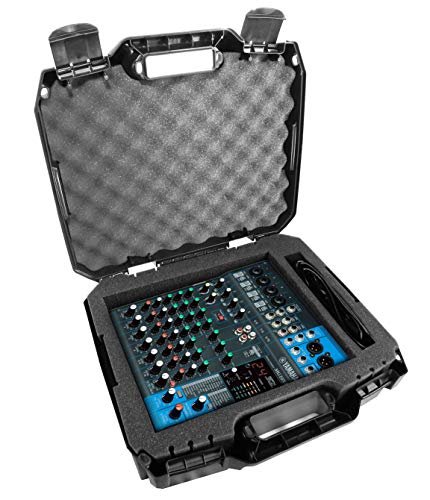 CASEMATIX DJ Mixer Travel Case Compatible with Yamaha MG10XU, MG10, MG06 10 Input Stereo Mixer Effects and Cables – Hard Shell Protection with Pre-Diced Customizable Foam Interior