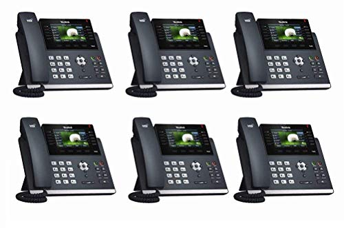 Yealink [6-Pack] T46S IP Phone, 16 Lines. 4.3-Inch Color LCD. Dual-Port Gigabit Ethernet, 802.3af PoE, Power Adapter Not Included (SIP-T46S-6)