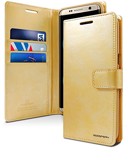 GOOSPERY Blue Moon Wallet for Samsung Galaxy S8 Case (2017) Leather Stand Flip Cover (Gold)