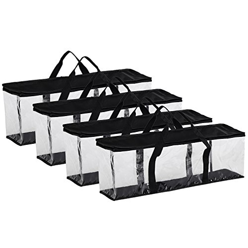 Fasmov Set of 4 DVD Storage Bags Hold up to 160 DVDs (40 Each Bag), Water Resistant DVD Holder Case with Handles, Transparent PVC Media Storage for DVDs, CDs, Video Games, Books