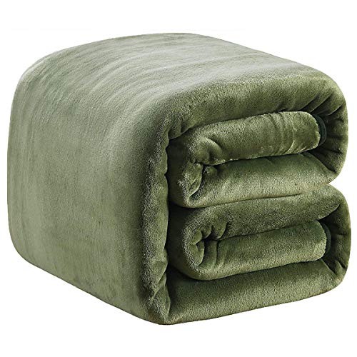 Polar Fleece Blankets Travel Size for The Bed Extra Soft Brush Fabric Super Warm Sofa Blanket 50″ x 61″(Green Travel)