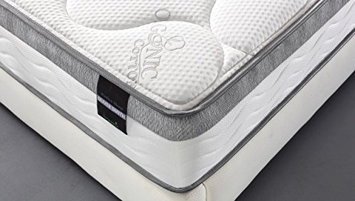 Oliver Smith – Organic Cotton – 10 Inch – Perfect Sleep – Comfort Plush Euro Pillow Top – Cool Memory Foam & Pocket Spring Mattress – Green Foam Certified – (furMattress_Chiland_10_Twin)