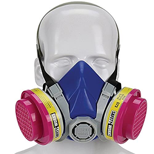 Safety Works SWX00320 Multi-Purpose Respirator Half-Mask Niosh Ov/AG/P100, Grey/Blue