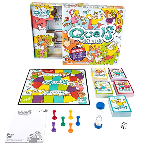 Spin Master Quelf Board Game: Party Game for Teens and Adults -Obey The Cards to Win Family Game Night – 300 Outrageous Action Cards Combines Quiz Questions, Stunts, Acting, and Hilarious Rules