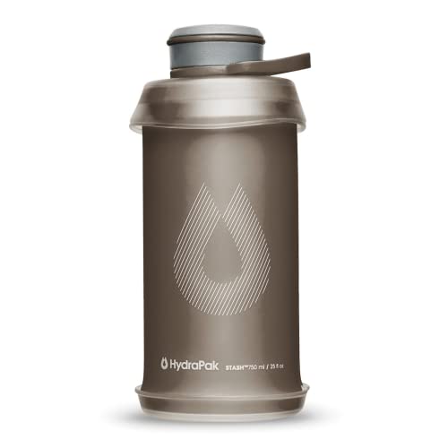 Hydrapak Stash – Collapsible BPA & PVC Free Hiking and Backpacking Water Bottle (1 Liter) – Mammoth Grey