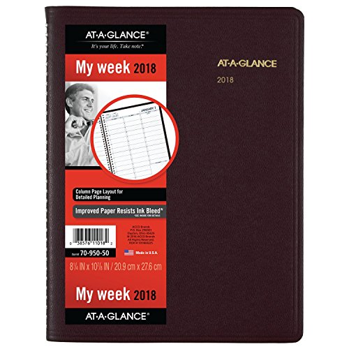 AT-A-GLANCE Weekly Appointment Book / Planner, January 2018 – January 2019, 8-1/4″ x 10-7/8″, Winestone (7095050)