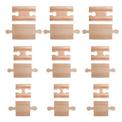 Tiny Conductors 18 Piece Wooden Train Track Connectors & Adapters, 100% Real Wood Male-Male & Female-Female Pieces, Compatible with Thomas and Major Brands Wooden Toy Railroad Sets, (18-Piece)